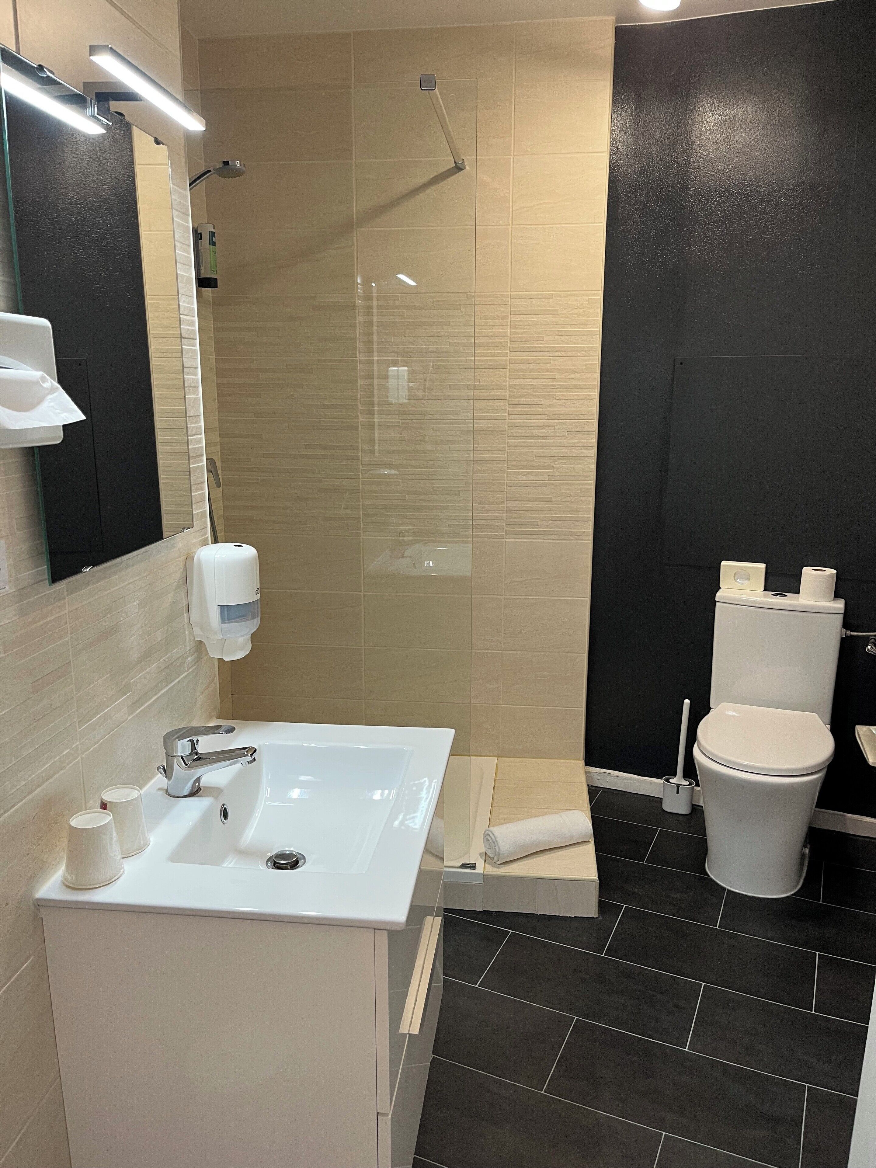 Comfort Double Room | Bathroom | Shower, free toiletries, hair dryer, towels