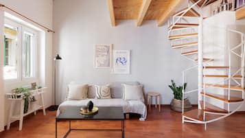 Apartment, 1 Bedroom, Partial Sea View | Living room | 32-inch flat-screen TV with cable channels, TV