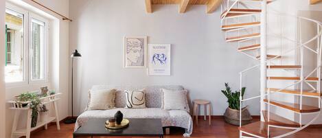 Apartment, 1 Bedroom, Partial Sea View | Living room | 32-inch flat-screen TV with cable channels, TV