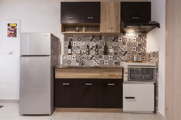 Studio, 2 Einzelbetten, Erdgeschoss | Eigene Kochnische | Kühlschrank, Herdplatte, Wasserkocher, Kochgeschirr/Geschirr/Besteck