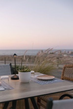 Dinner served, Mediterranean cuisine, ocean views