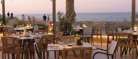 Dinner served, Mediterranean cuisine, sea views