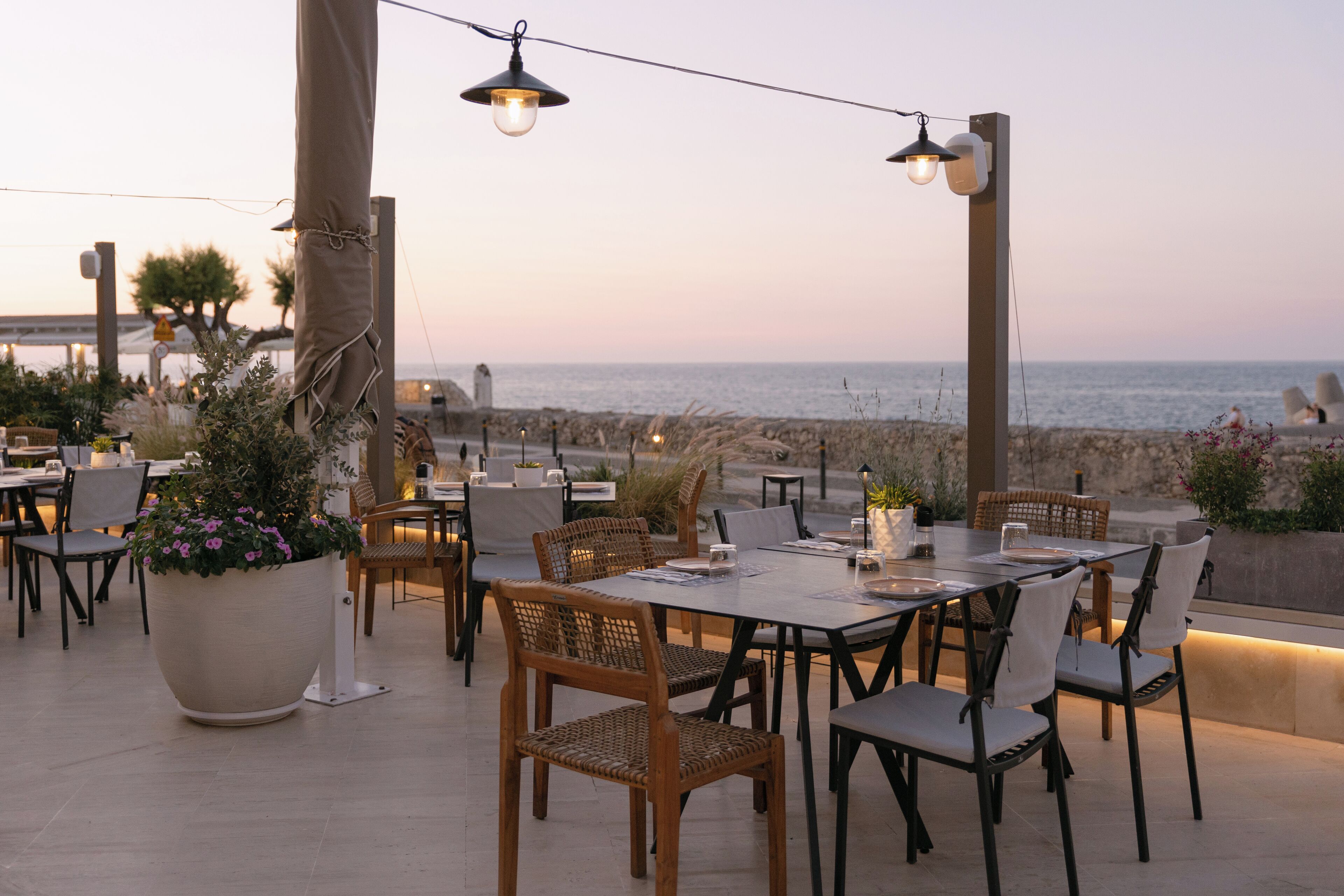 dinner served, mediterranean cuisine, sea views