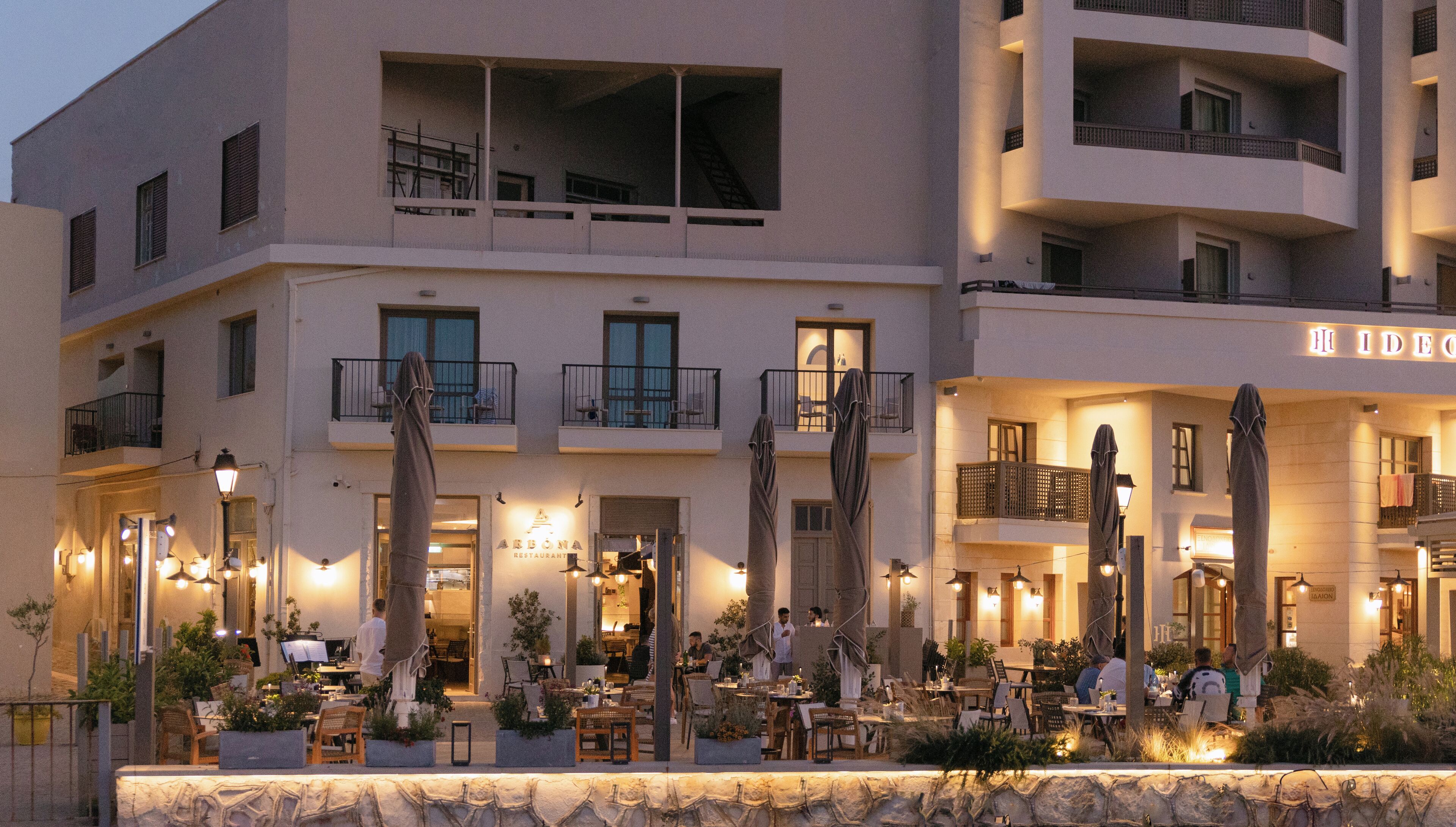 dinner served, mediterranean cuisine, sea views