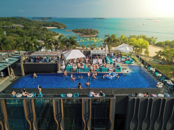 Outdoor pool, open 7:00 AM to 6:00 PM, sun loungers