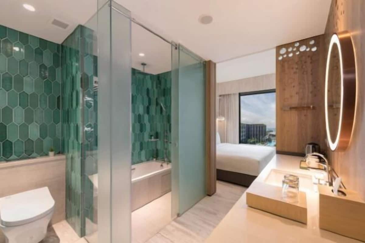 Bathroom | Shower, eco-friendly toiletries, hair dryer, slippers
