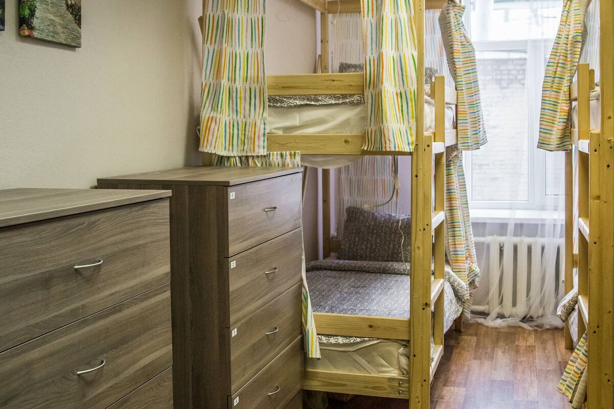 Desk, blackout curtains, soundproofing, iron/ironing board