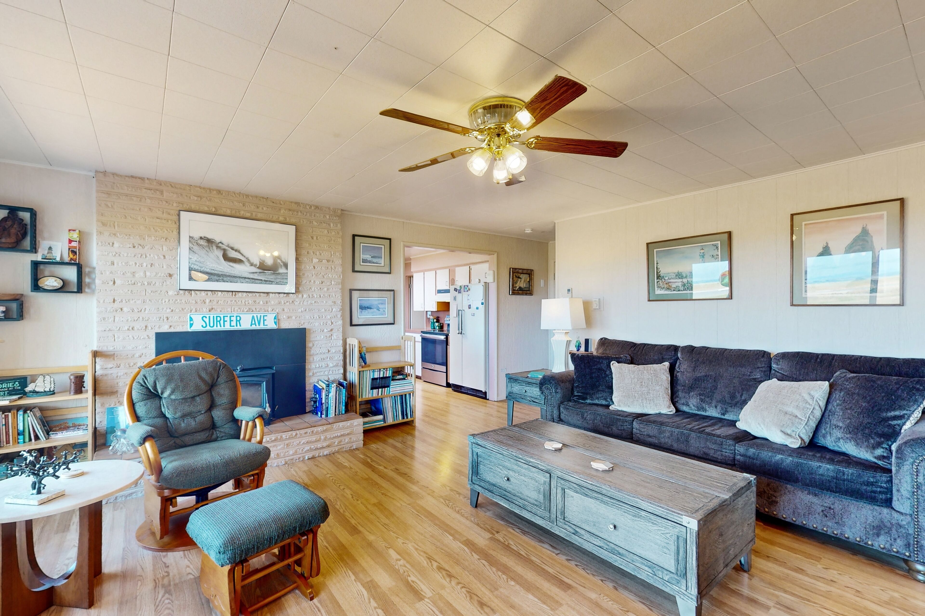 TV, DVD player, books, video library