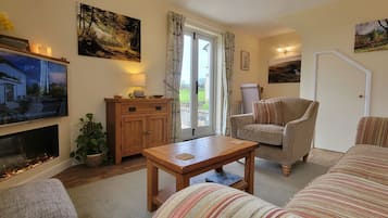 Smart TV, fireplace, DVD player, ping pong