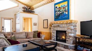 Fernseher, Kamin, Bücher