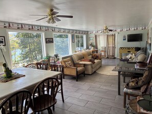 Smart TV, fireplace, DVD player, foosball