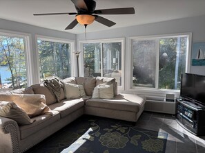 Smart TV, fireplace, DVD player, foosball