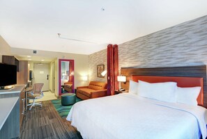 In-room safe, desk, laptop workspace, blackout curtains