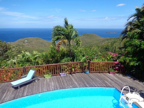 Villa Fleur de Lune piscine vue mer des Caraïbes Bouillante