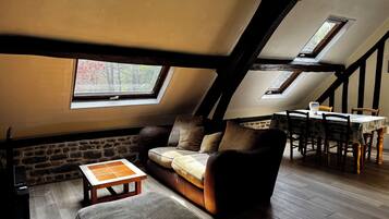 Télévision, table de tennis de table, livres