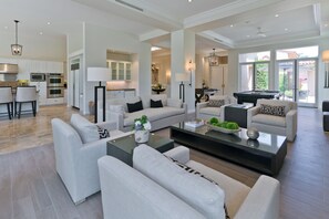 Smart TV, fireplace, foosball, table tennis