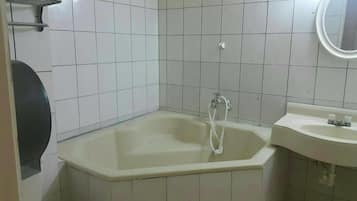 Classic Quadruple Room, 2 Double Beds, Non Smoking | Bathroom | Separate tub and shower, spring water tub, free toiletries, slippers