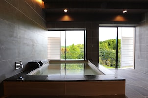 Bañera con ducha, cabezal de ducha tipo lluvia, secador de pelo, toallas