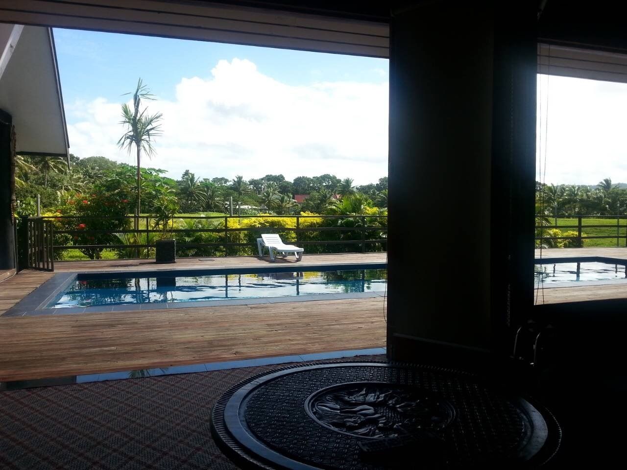 Outdoor pool, pool loungers