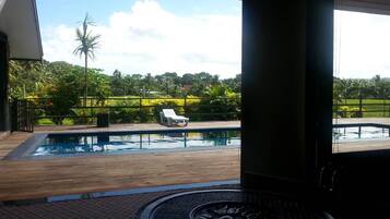 Outdoor pool, pool loungers
