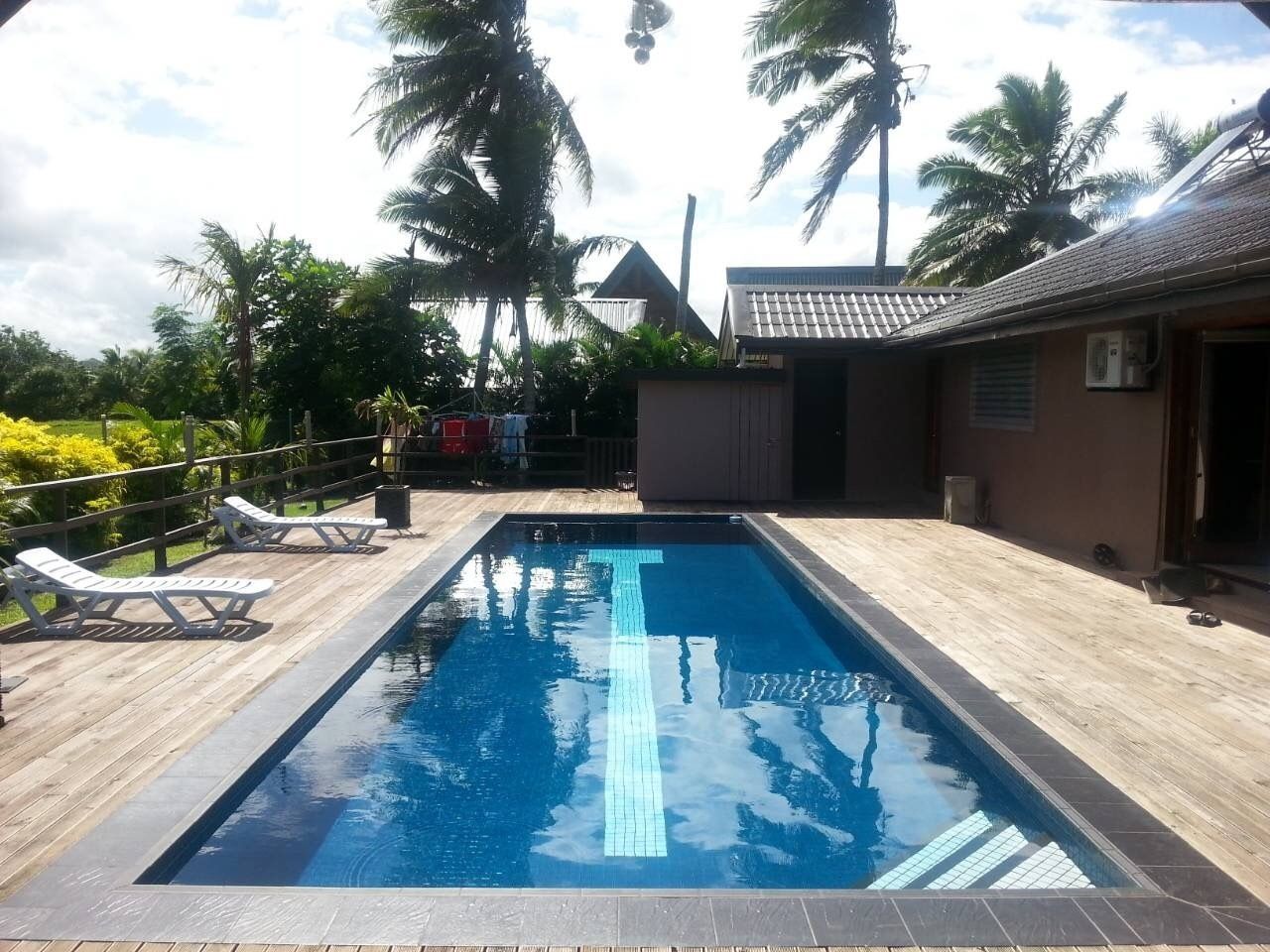 Outdoor pool, sun loungers