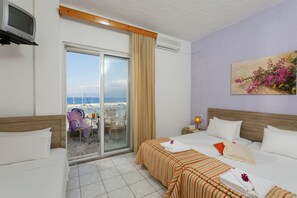 Triple Room, Balcony, Sea View | Free cribs/infant beds, free WiFi, bed sheets - Zorbas Beach Hotel (Hersonissos)