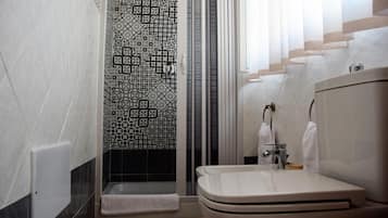 Shower, rainfall showerhead, hair dryer, bidet