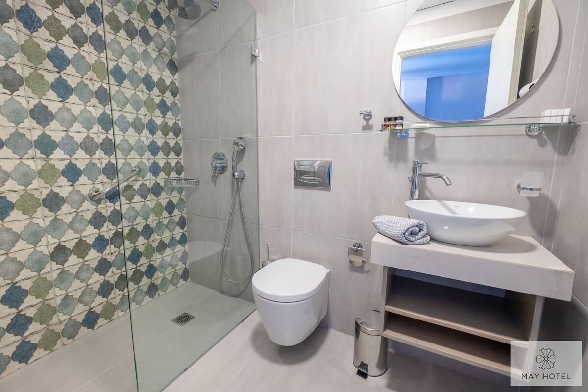 free toiletries, hair dryer, towels