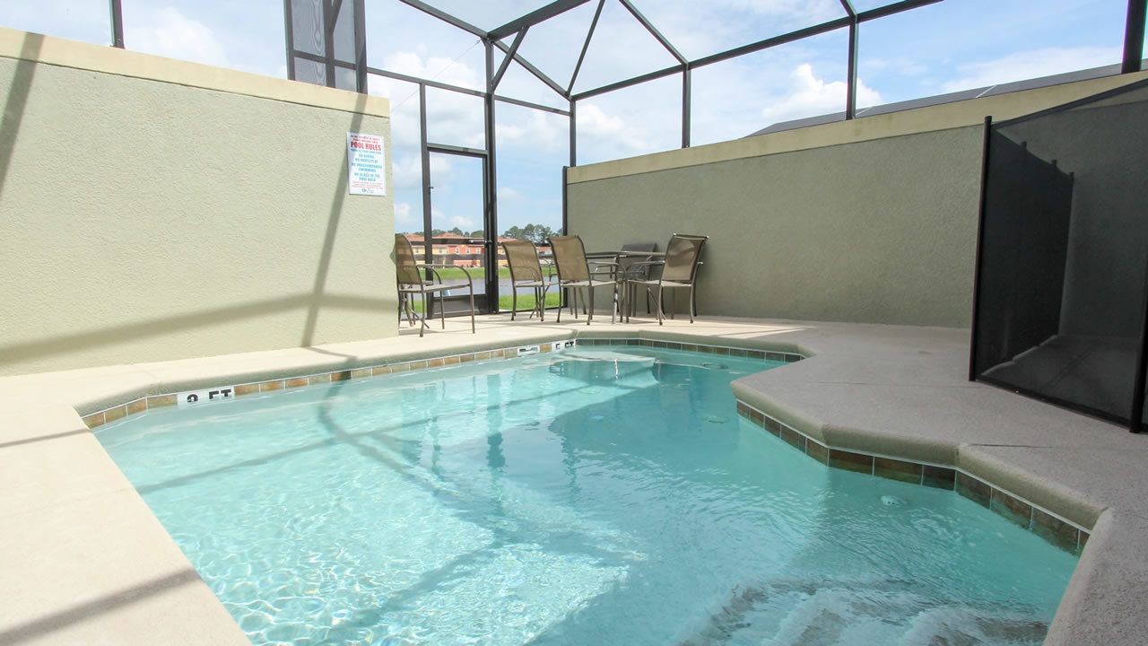 Seasonal outdoor pool, pool umbrellas, pool loungers