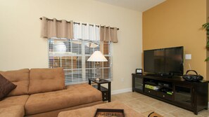 Family Townhome, Private Pool, Garden Area | Living area | Flat-screen TV, video-game console