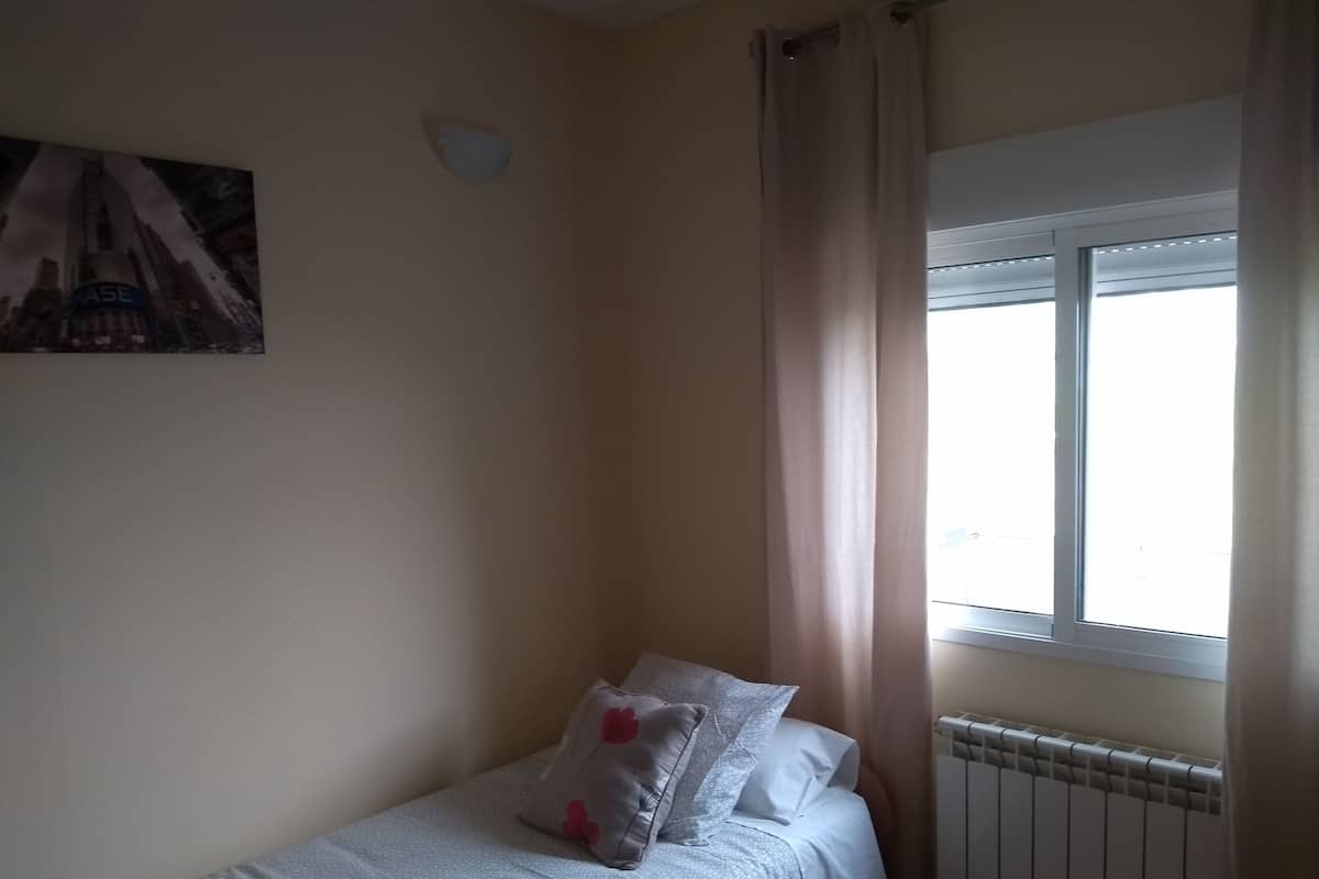Desk, blackout curtains, rollaway beds, bed sheets