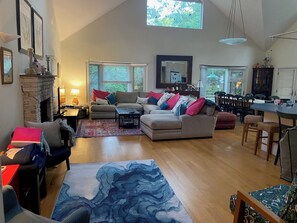 Smart TV, fireplace, video game console, DVD player