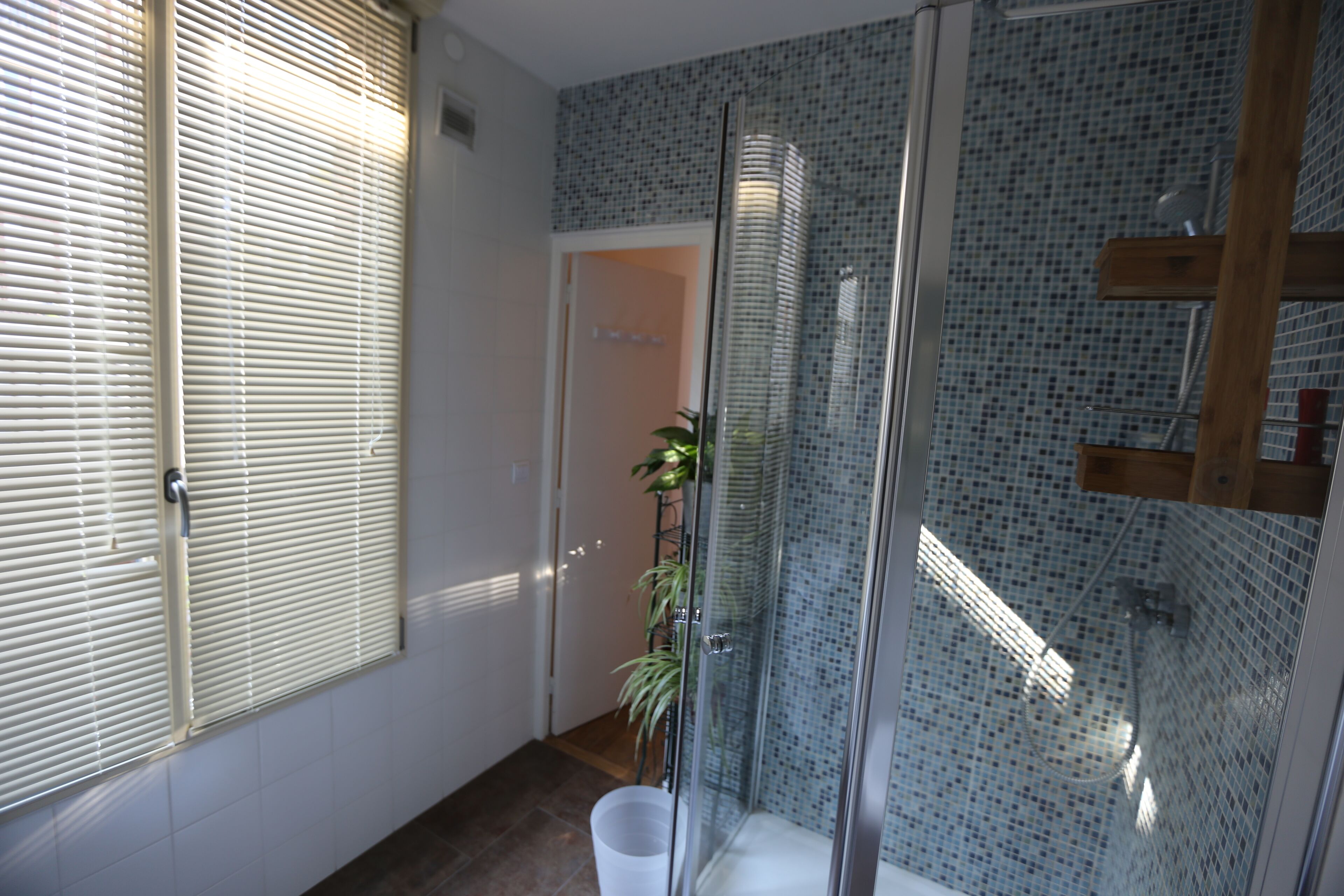Combined shower/bathtub, hair dryer, towels, soap