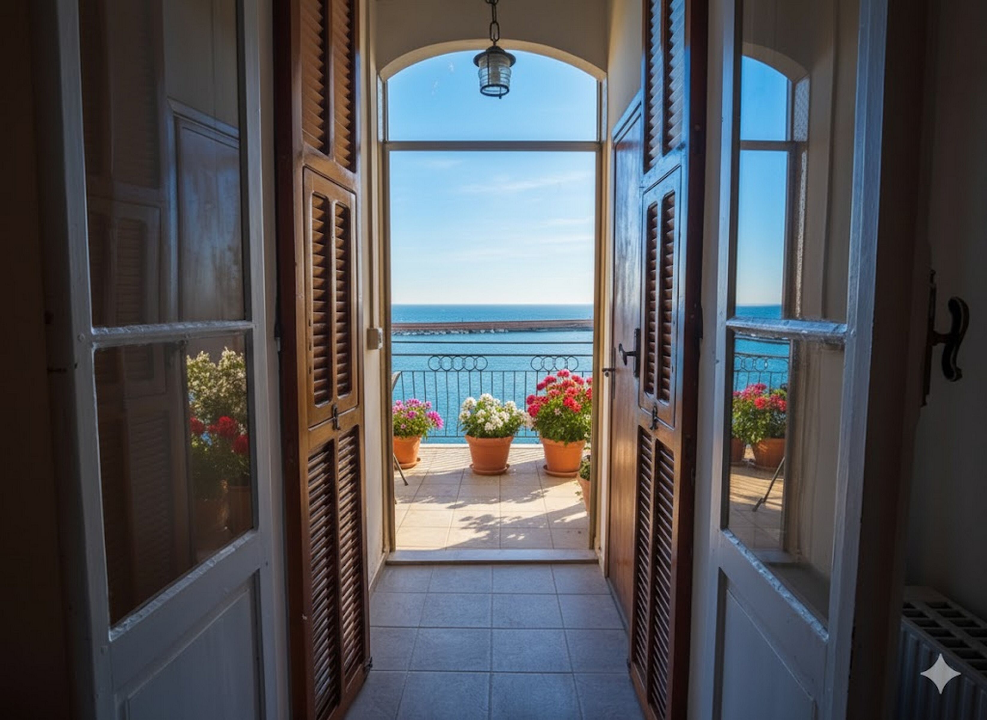 Íbúð - 2 svefnherbergi - verönd - sjávarsýn | Straujárn/strauborð