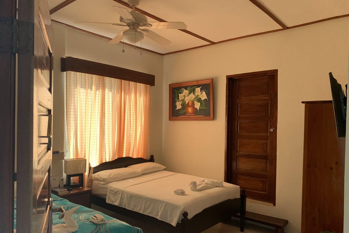 Quadruple Room, 2 Double Beds, Garden View (Room #4) | Soundproofing, iron/ironing board, free WiFi, bed sheets