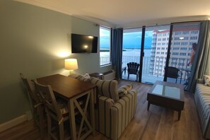 Condo, Pool View, Oceanfront (1104) | Living area | Flat-screen TV, DVD player - Lovers Key Beach Club by Lovers Key Vacations (Fort Myers Beach)