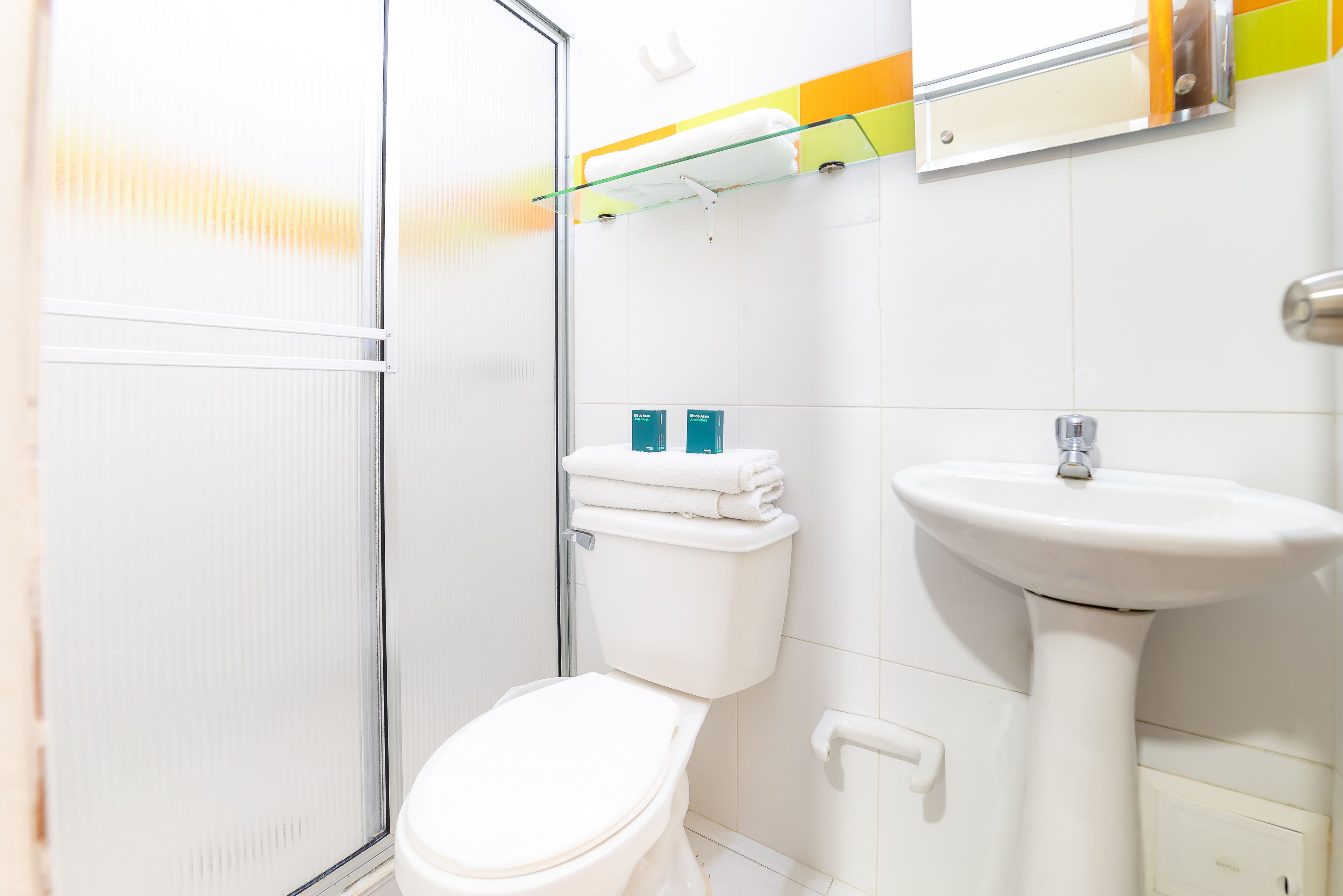 triple room | bathroom | shower, rainfall showerhead, towels