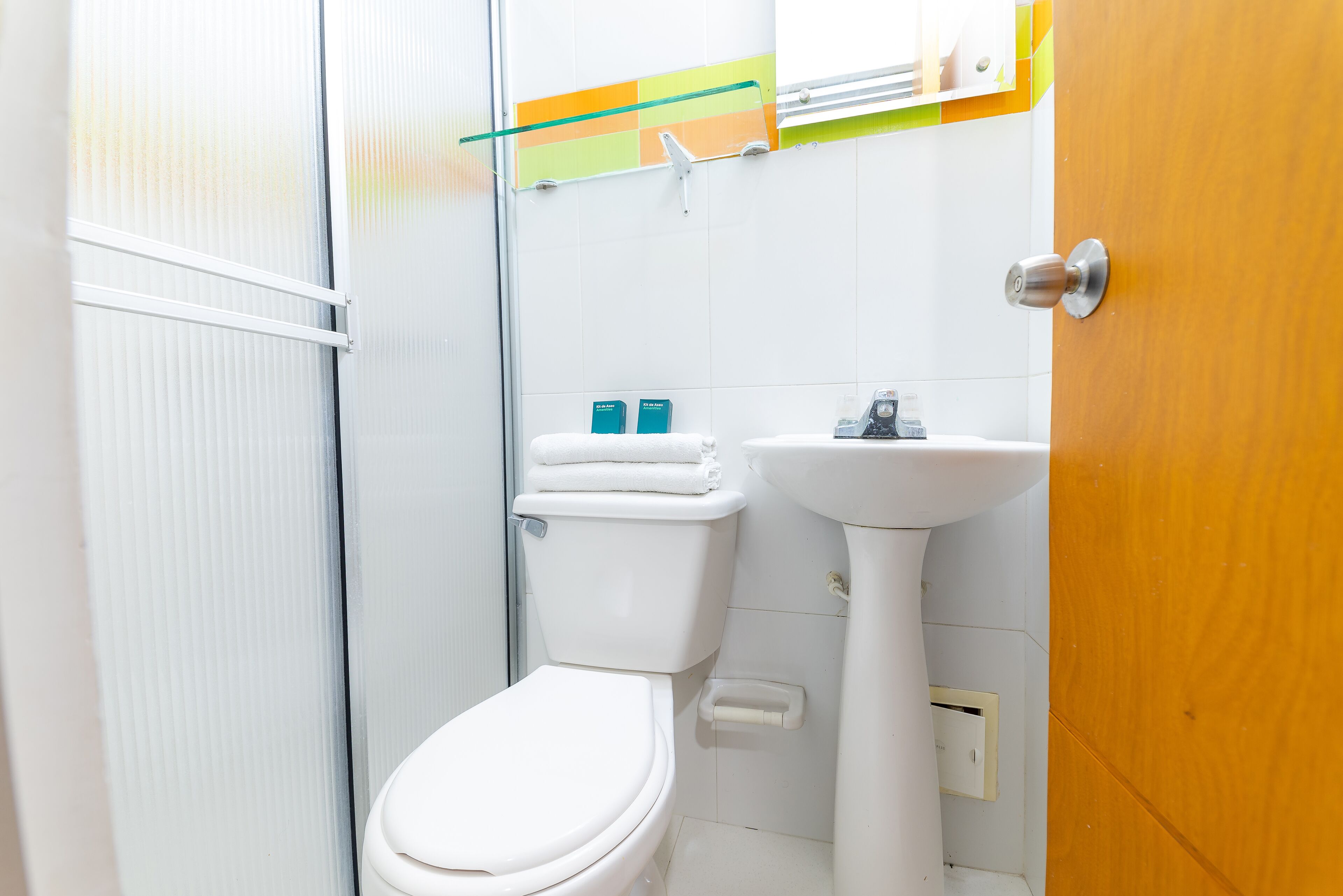 twin room | bathroom | shower, rainfall showerhead, towels