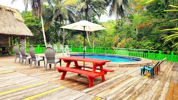Outdoor pool, sun loungers