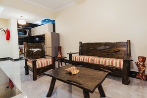 Apartment, 1 Bedroom | Desk, laptop workspace, soundproofing, iron/ironing board