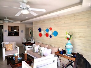 Flat-screen TV, DVD player, stereo - Beautiful Beach Front Condo, Club Hemingway, Juan Dolio, D.R (Juan Dolio)