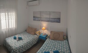 3 bedrooms, desk, iron/ironing board, travel cot