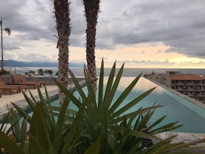 A rooftop pool