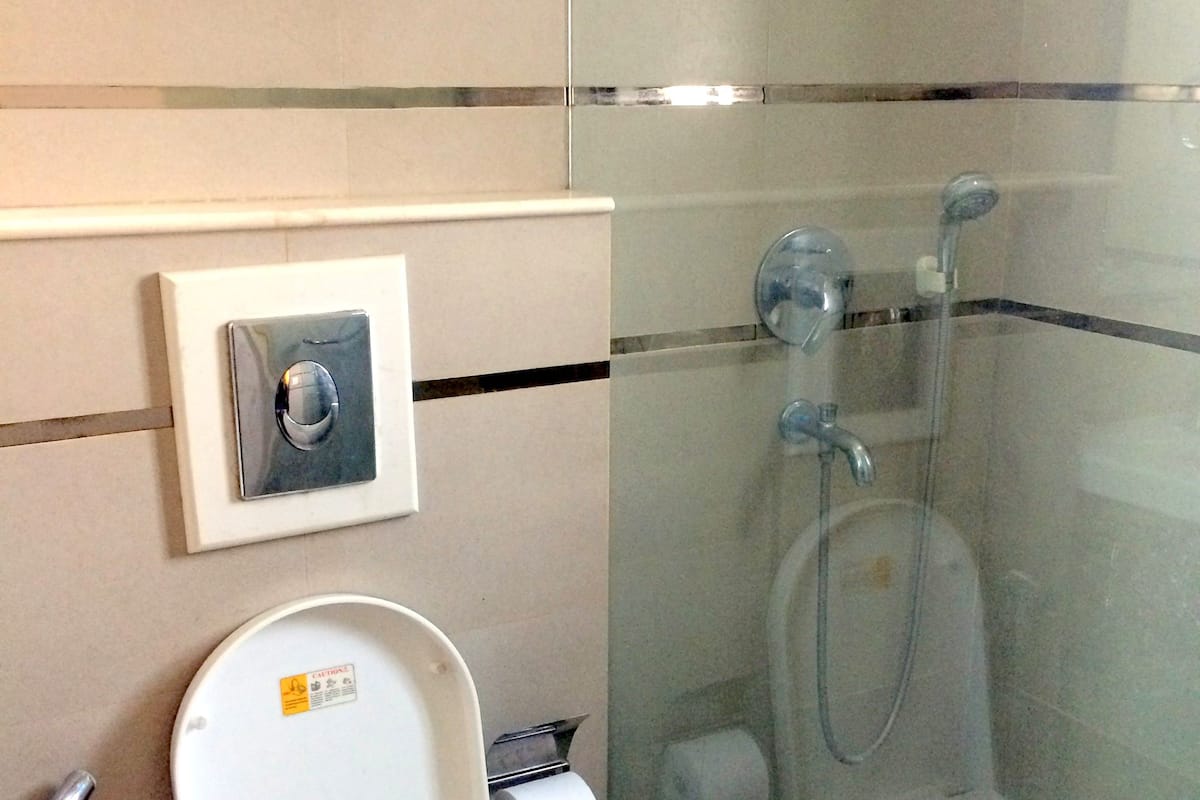 deluxe room, non smoking | bathroom | shower, free toiletries, hair dryer, slippers