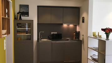 Fridge, microwave, dishwasher