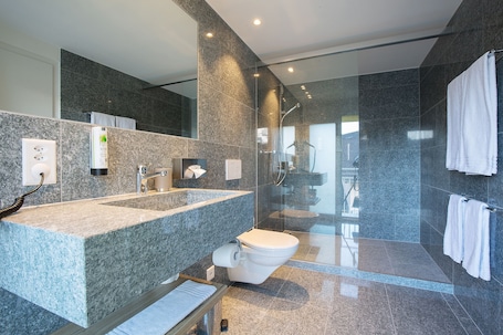 Junior Suite | Bathroom shower. Hotel Vaduzerhof by b_smart