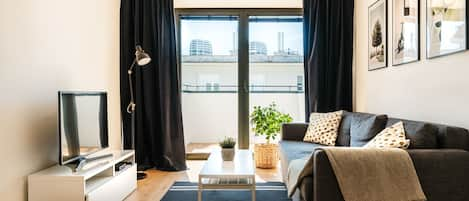 Apartamento superior | Roupas de cama antialérgicas, cortinas blackout