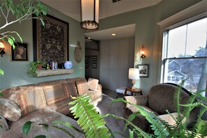 Smart TV, chimenea, reproductor de DVD y libros