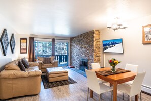 Smart TV, fireplace, DVD player, video library