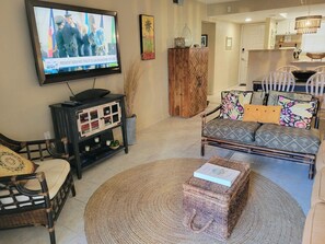 Smart TV, DVD player, books